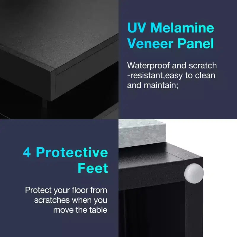 Table de Chevet Moderne Hommpa à LED avec Station de Recharge sans Fil et 2 Tiroirs