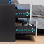Table de Chevet Moderne Hommpa à LED avec Station de Recharge sans Fil et 2 Tiroirs