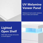Table de Chevet Moderne Hommpa à LED avec Station de Recharge sans Fil et 2 Tiroirs