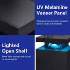 Table de Chevet Moderne Hommpa à LED avec Station de Recharge sans Fil et 2 Tiroirs