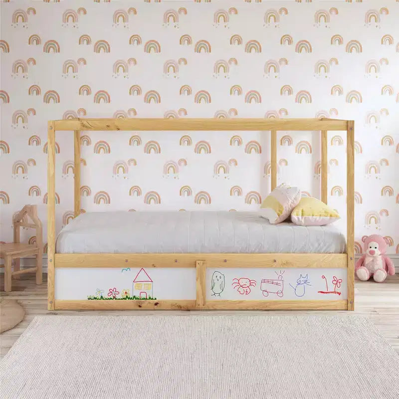 Lit enfant convertible 3-en-1 Max & Finn Saffiano, naturel/blanc