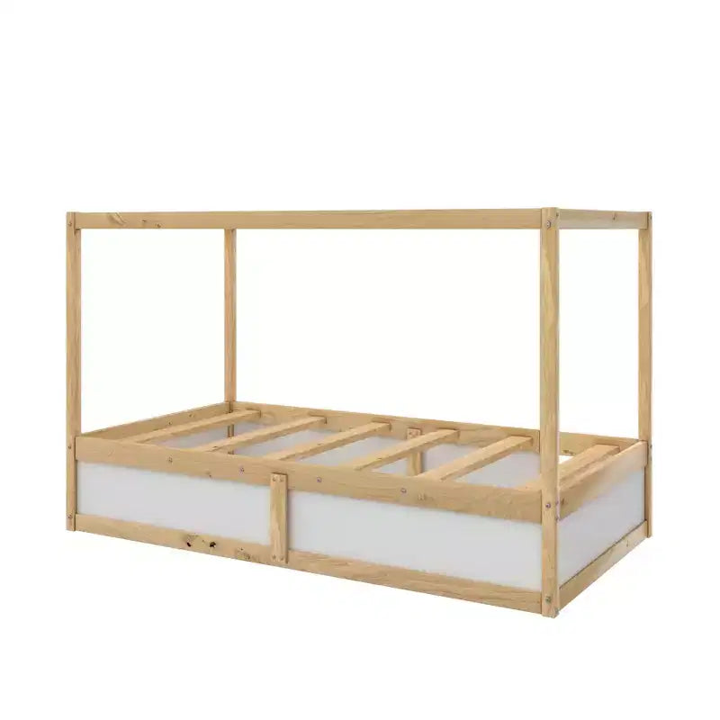 Lit enfant convertible 3-en-1 Max & Finn Saffiano, naturel/blanc
