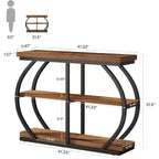 Console d'entrée industrielle Lantine 41.3 à 3 niveaux avec cadre en métal arqué et étagères de rangement