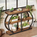 Console d'entrée industrielle Lantine 41.3 à 3 niveaux avec cadre en métal arqué et étagères de rangement