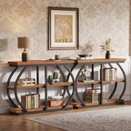 Console d'entrée industrielle Lantine 41.3 à 3 niveaux avec cadre en métal arqué et étagères de rangement
