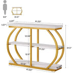 Console d'entrée industrielle Lantine 41.3 à 3 niveaux avec cadre en métal arqué et étagères de rangement
