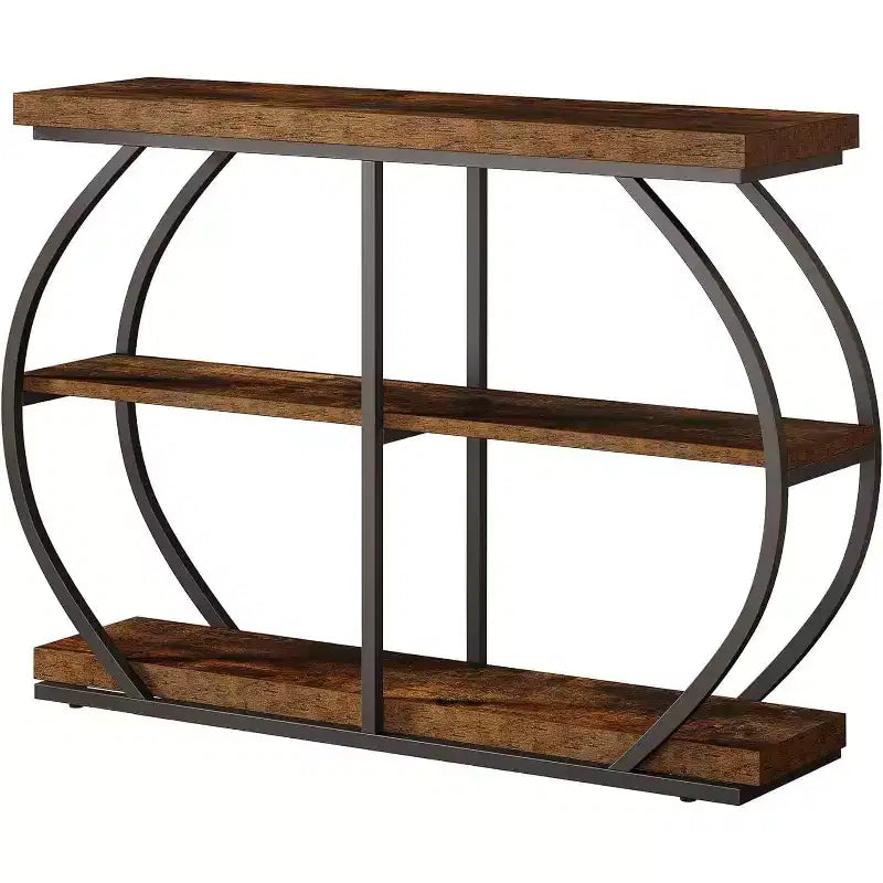 Lantine 41.3 Industrial 3-Tier Entryway Table with Arched Metal Frame and Storage Shelves