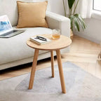 Solid Oak Wood Round End Table, Easy Assembly, for Living Room, Bedroom, Balcony