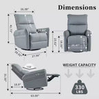 Fauteuil inclinable, pivotant et berçant électrique pour adultes, fauteuil inclinable, pivotant et berçant à 270 degrés, petit fauteuil inclinable électrique adapté aux petits espaces
