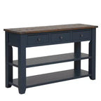 Console en pin massif, table d'appoint moderne pour entrée de canapé avec 3 tiroirs de rangement et 2 étagères, facile à monter