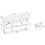 Console en pin massif, table d'appoint moderne pour entrée de canapé avec 3 tiroirs de rangement et 2 étagères, facile à monter