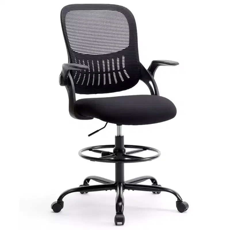 Counter Height Office Chair, Tall Design with Adjustable Foot Ring for Standing Desks