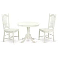 HomeStock Dining Room Kitchen Table Set Round Linen White
