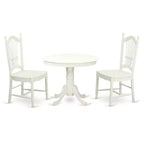 HomeStock Dining Room Kitchen Table Set Round Linen White