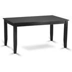 Ensemble de table à manger en bois d'hévéa avec 6 chaises rectangulaires pour salle à manger/cuisine, noir