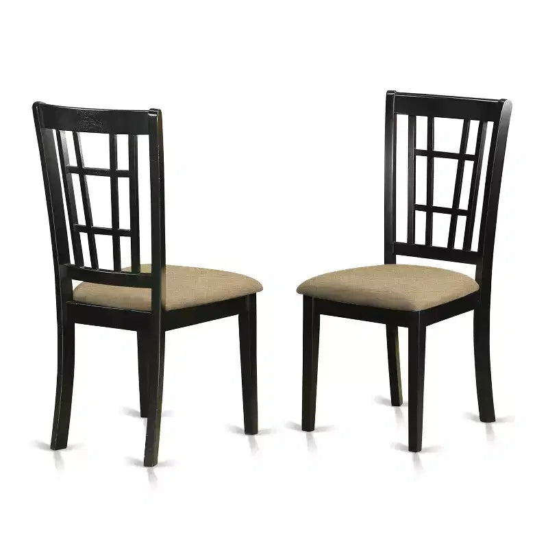 Ensemble de table à manger en bois d'hévéa avec 6 chaises rectangulaires pour salle à manger/cuisine, noir
