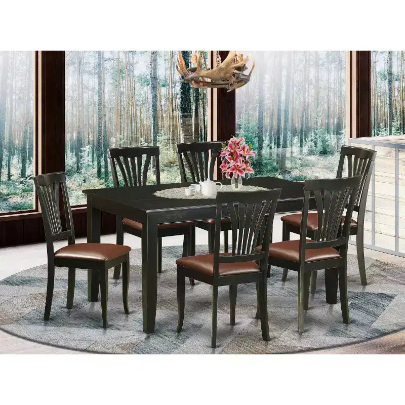 HomeStock Dining Table Set Rectangle Black Finish