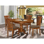HomeStock Oval Kitchen Dining Table Set with 6 Chairs Saddle Brown