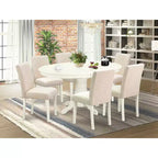 HomeStock Oval Kitchen Dining Table Set Linen White