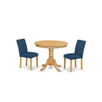 HomeStock Anab3 Oak 55 Piece Rounded 36 Inch Dinette Table And Two Parson Chair