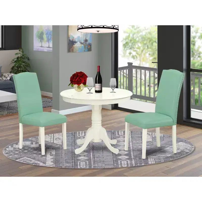 HomeStock Round Kitchen Table & Chairs Dinette Set Mid-Century Style