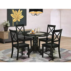 HomeStock 5 Piece Round Kitchen Dining Set Black