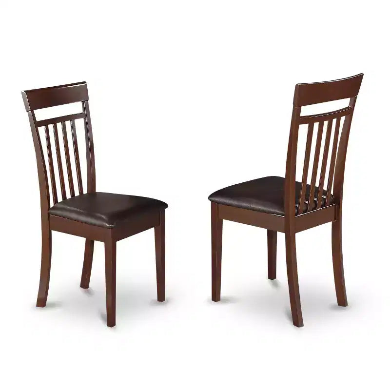 HomeStock Table à manger ronde 36 po avec quatre chaises en similicuir, acajou, 5 pièces