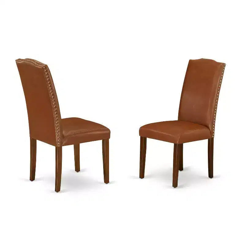 Ensemble de salle à manger 7 pièces HomeStock avec chaises de style Parsons en similicuir marron