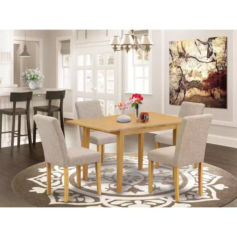 HomeStock 5 Piece Dining Set Oak Traditional Style NOAB5-OAK-04