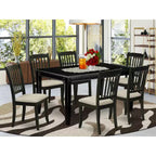 HomeStock Duda7 Blk C 7 Piece Kitchen Table Set Black Rectangle Dining Set