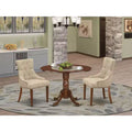 Round Dinette Set 42 Inch Table 2 Chairs Small Space Dining Mahogany Finish