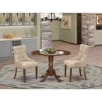 Round Dinette Set 42 Inch Table 2 Chairs Small Space Dining Mahogany Finish