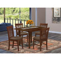HomeStock 5 Piece Kitchen Table Set Linen Fabric Chairs Mahogany