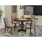HomeStock Distressed Jacobean 5 Piece Round Dining Set