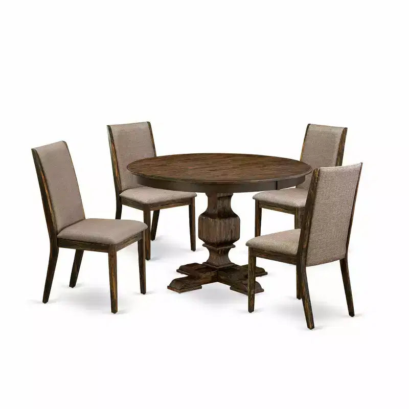 Ensemble de salle à manger rond 5 pièces HomeStock Jacobean vieilli