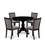 Ensemble de salle à manger HomeStock Round Pedestal Dinette avec chaises en tissu lin noir brossé