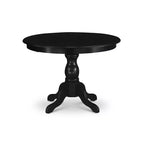 Ensemble de salle à manger HomeStock Round Pedestal Dinette avec chaises en tissu lin noir brossé