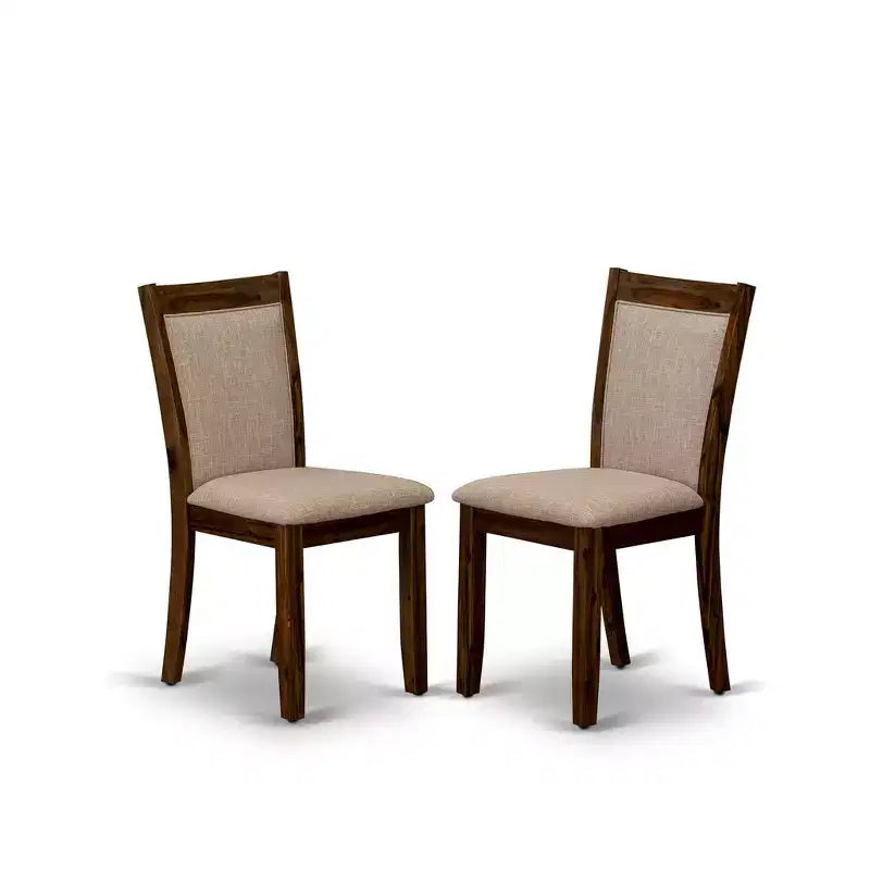 Ensemble de salle à manger 5 pièces HomeStock Table ronde et chaises en lin finition noyer