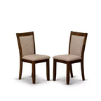 Ensemble de salle à manger 5 pièces HomeStock Table ronde et chaises en lin finition noyer