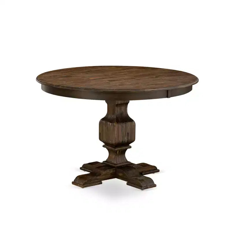 Ensemble de table à manger ronde avec 6 chaises, style Parsons en tissu de lin
