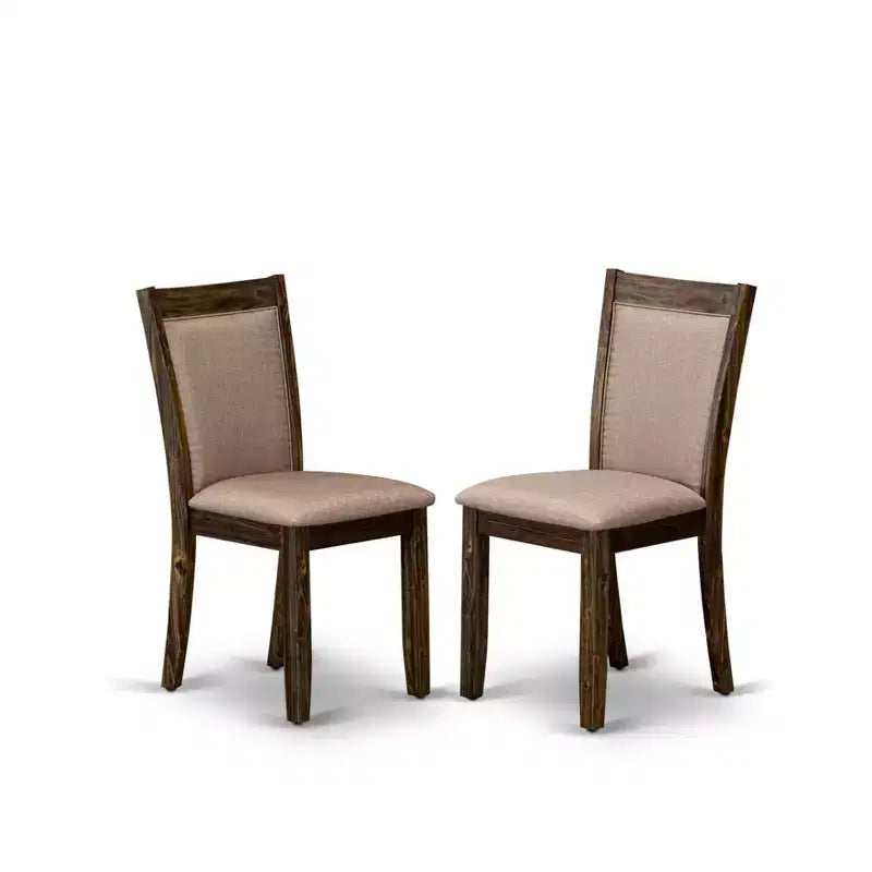 Ensemble de table à manger ronde avec 6 chaises, style Parsons en tissu de lin