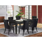 HomeStock Kitchen Dining Table Set Rectangle Table 6 Chairs Black Dark Gray