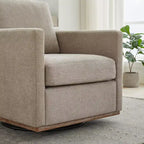 Fauteuil pivotant GDFStudio Clare de 78 cm de large, en bois, avec revêtement en chenille et base en métal