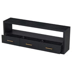 Meuble TV 74 W, console TV, armoire de rangement, centre de divertissement, buffet avec 3 tiroirs et étagère ouverte, marron/noir/gris - Christopher Knight Home