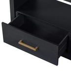 Meuble TV 74 W, console TV, armoire de rangement, centre de divertissement, buffet avec 3 tiroirs et étagère ouverte, marron/noir/gris - Christopher Knight Home