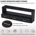 Meuble TV 74 W, console TV, armoire de rangement, centre de divertissement, buffet avec 3 tiroirs et étagère ouverte, marron/noir/gris - Christopher Knight Home