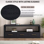 Meuble TV 74 W, console TV, armoire de rangement, centre de divertissement, buffet avec 3 tiroirs et étagère ouverte, marron/noir/gris - Christopher Knight Home