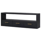 Meuble TV 74 W, console TV, armoire de rangement, centre de divertissement, buffet avec 3 tiroirs et étagère ouverte, marron/noir/gris - Christopher Knight Home