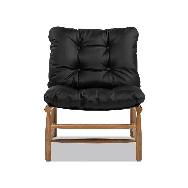 Fauteuil d'appoint moderne du milieu du siècle Jennifer Taylor Home Oxford 26.5 en cuir, cuir noir de jais