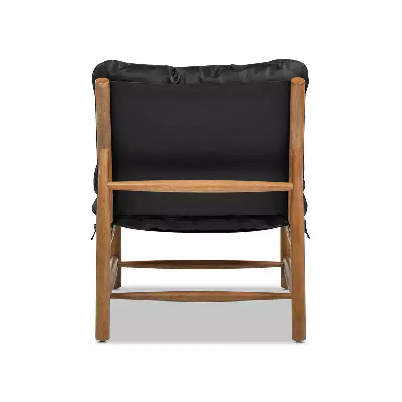 Fauteuil d'appoint moderne du milieu du siècle Jennifer Taylor Home Oxford 26.5 en cuir, cuir noir de jais